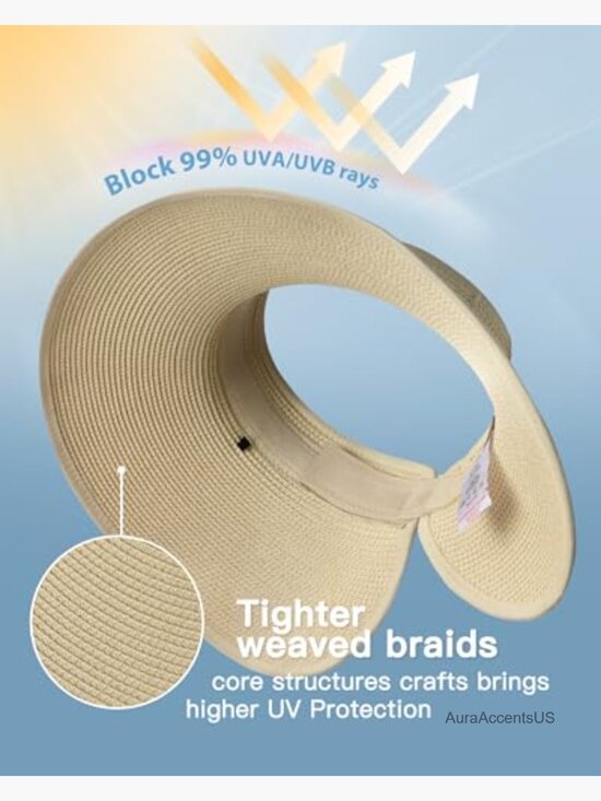 Straw Sun Hat with UPF 50+ Protection and Ponytail Opening main image 5